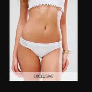 South Beach Pom Pom Trim Hipster Bikini Bottom